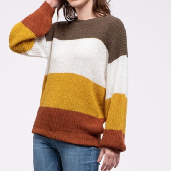 upstyleboutique Sweaters - Stripe Long Sleeve Sweater